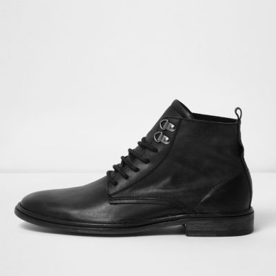 Black washed leather boots